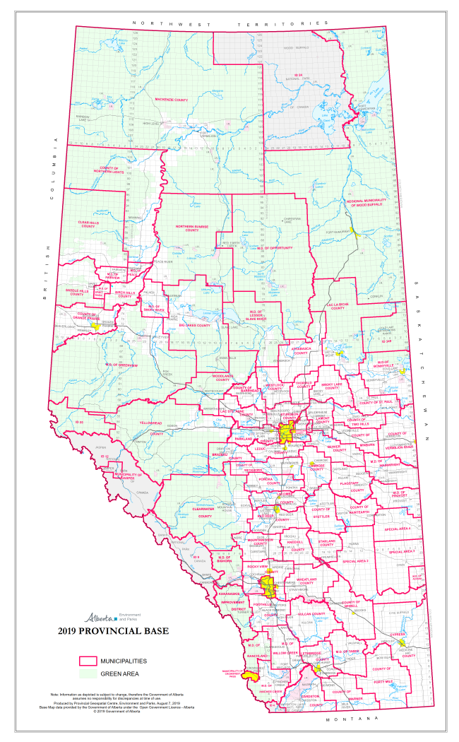 Alberta County Map Boundaries Alberta County and Municipal District Maps. The Province of 