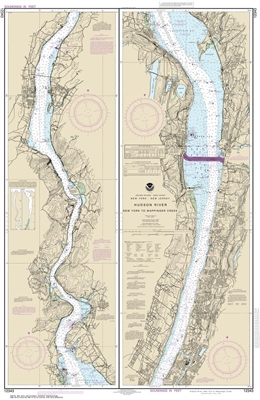 NOAA Chart 12343. Nautical Chart of Hudson River New York to Wappinger ...