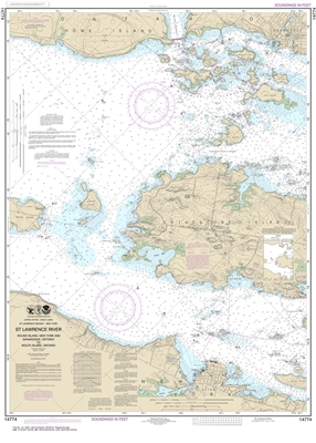 Noaa Chart 14774. Nautical Chart Of Round Island Ny And Gananoque To 