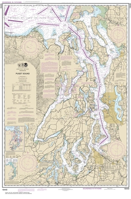 NOAA Chart 18440. Nautical Chart of the Puget Sound. NOAA charts ...