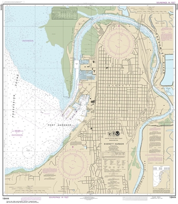 NOAA Nautical Chart 118444. Everett Harbor. NOAA maps portray water