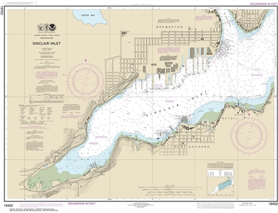 NOAA Chart 18452. Nautical Chart of Sinclair Inlet. NOAA charts portray ...