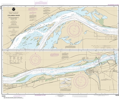 NOAA Chart 18539. Nautical Chart of Columbia River - Blalock Islands to