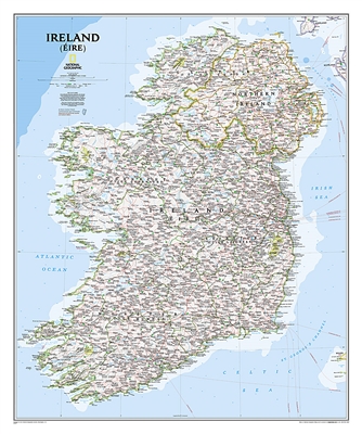 Ireland Political Wall Map - National Geographic. This classic-style ...