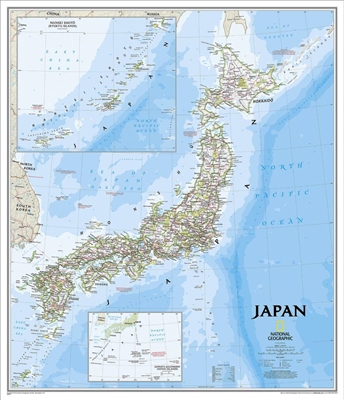 Japan Political Wall Map - National Geographic. The signature Classic ...