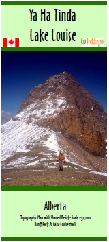 Ya Ha Tinda Lake Louise Hiking Map. This topographic base map extends ...